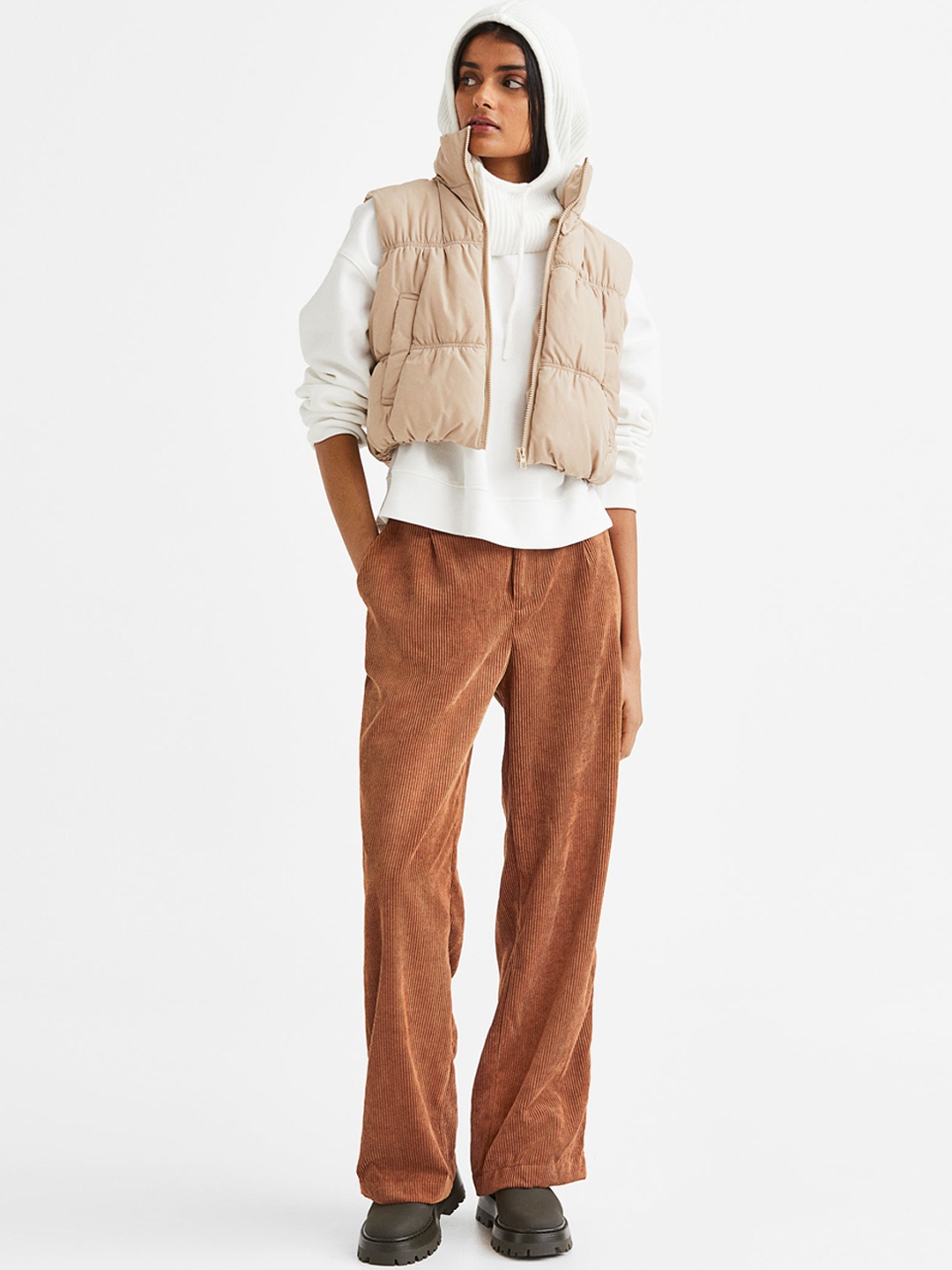 

H&M Women Brown Solid Regular Trousers