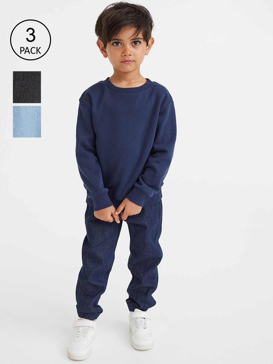

H&M Kids Boys 3-pack Denim joggers, Blue