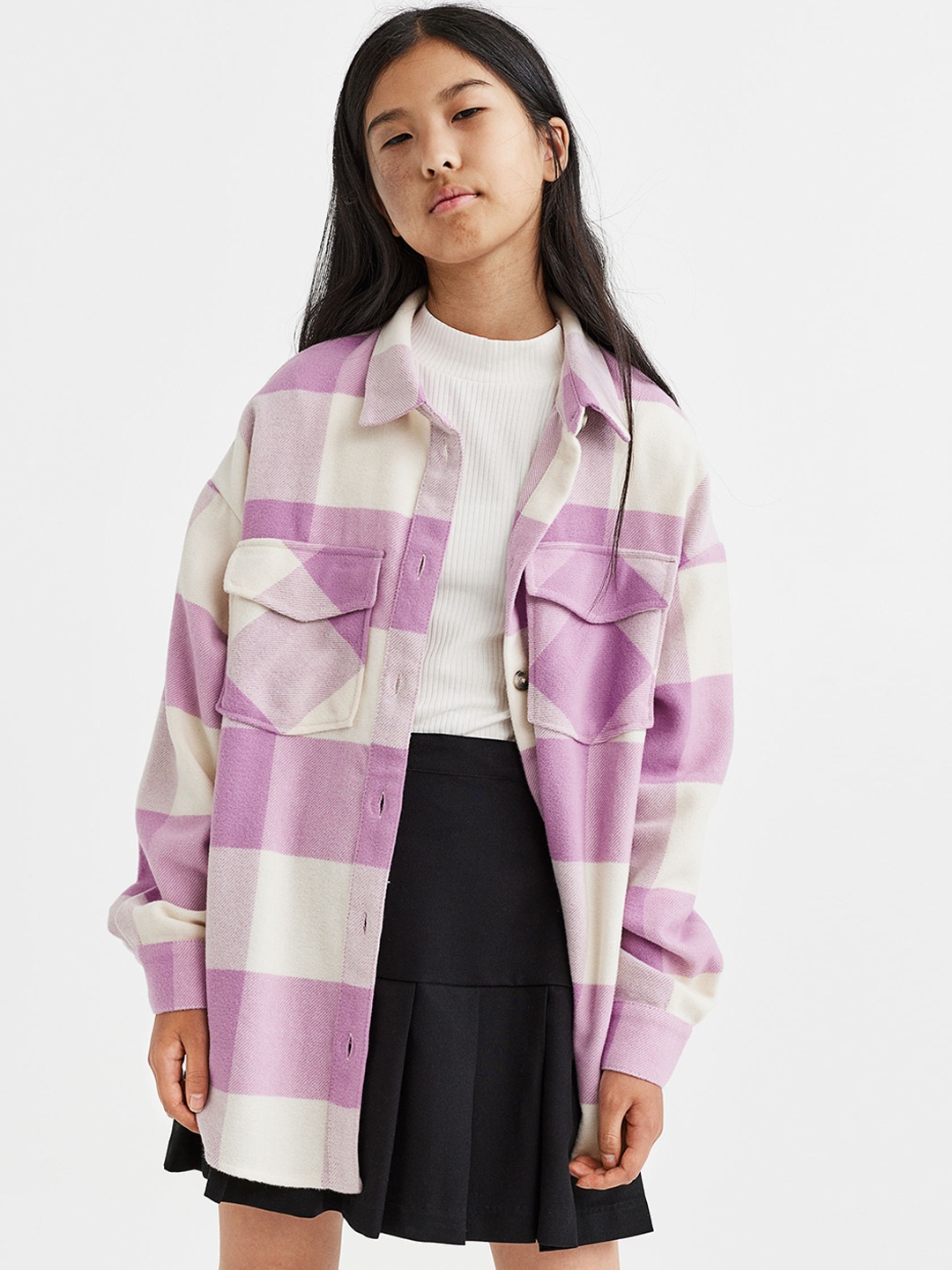

H&M Girls Checked Shacket, Multi