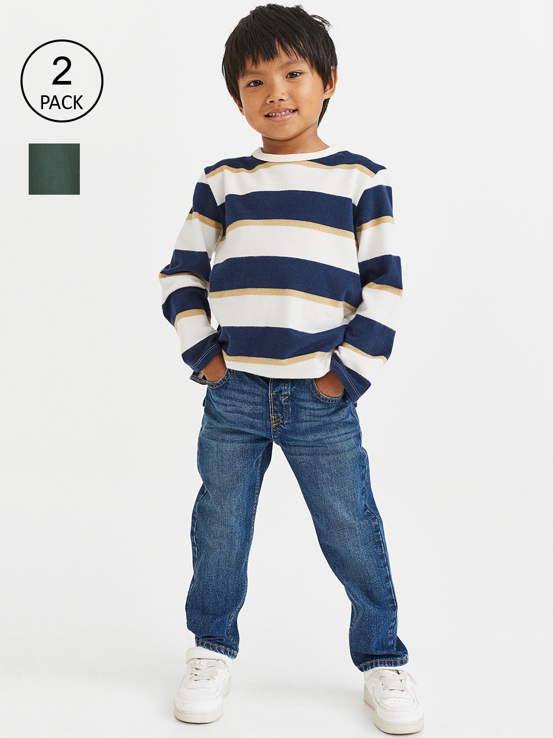 

H&M Kids Boys 2-pack Relaxed Fit trousers, Blue