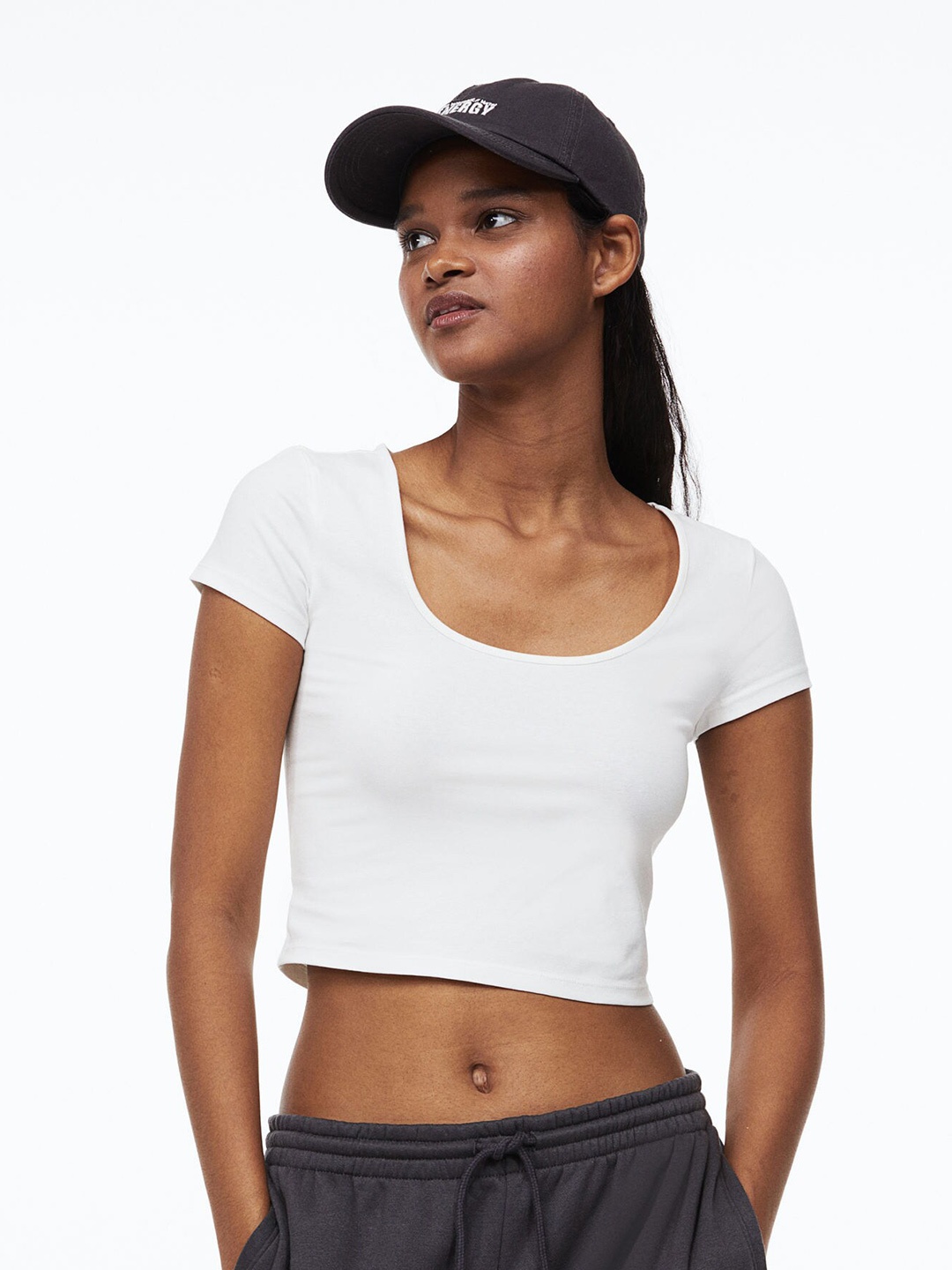 

H&M Women Cotton Jersey Top, White