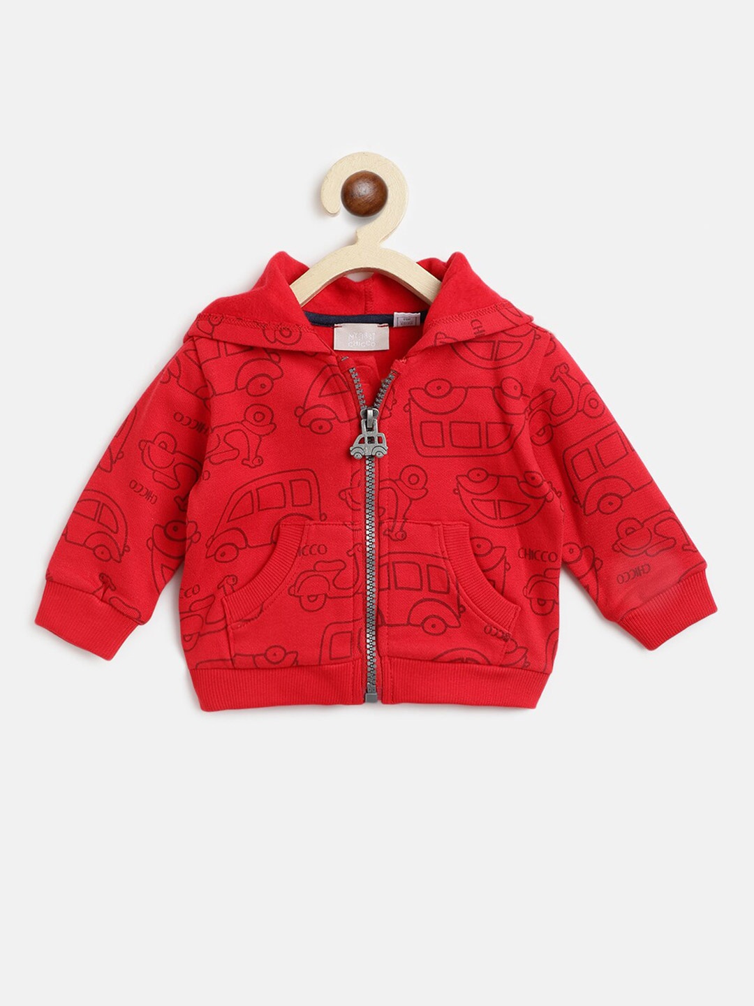 

Chicco Boys Red Printed Hooded Cotton Sweatshirt