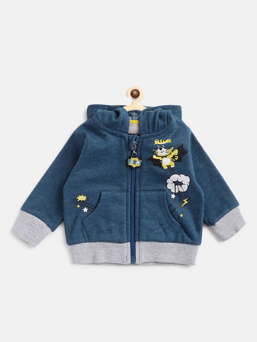 

Chicco Boys Blue Printed Hooded Sweatshirt