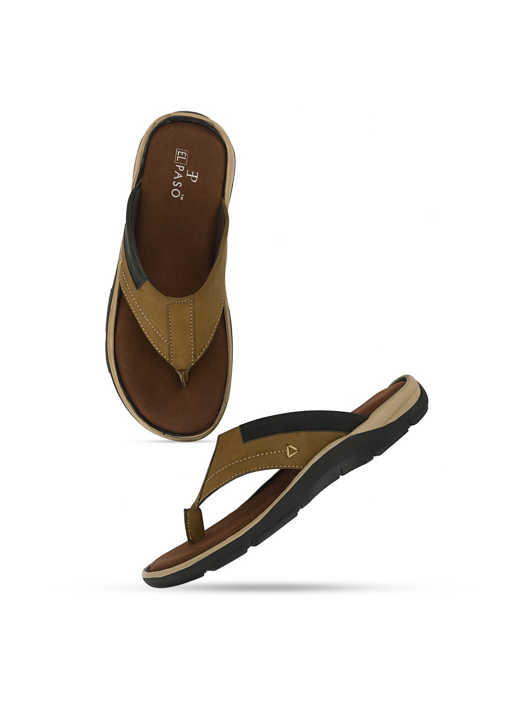 

El Paso Men Camel Brown & Tan Comfort Sandals