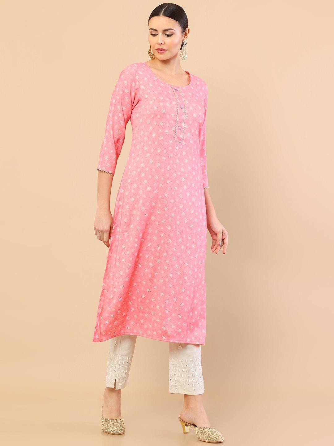 

Soch Women Pink Quirky Printed Kurta