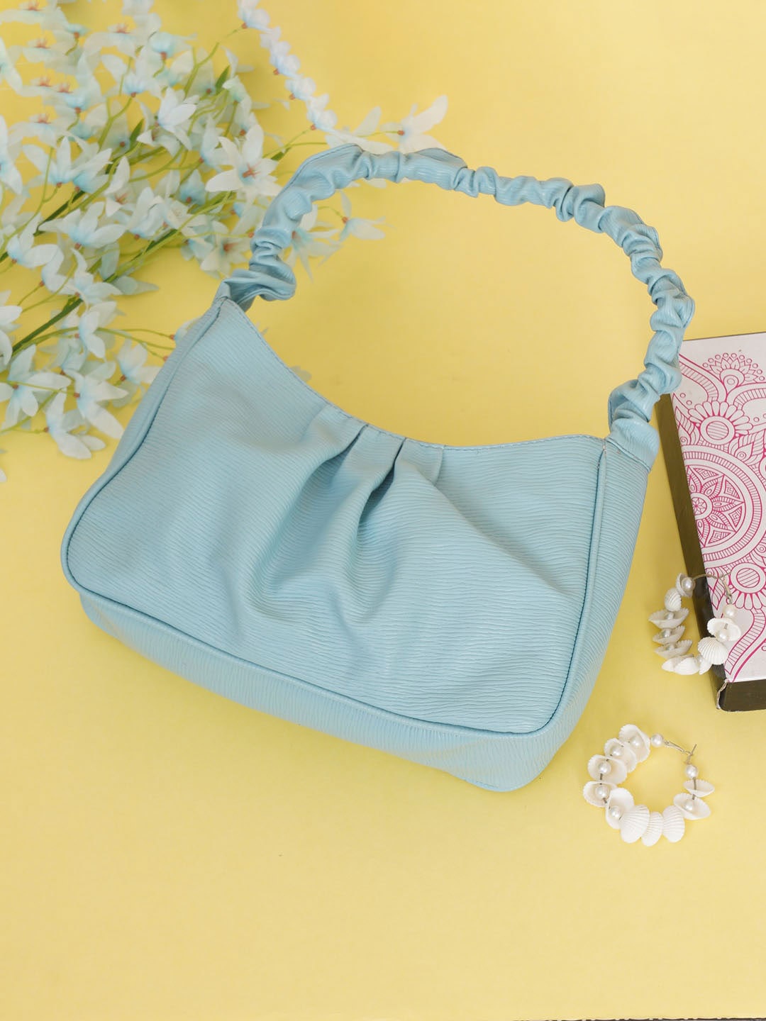 

FABBHUE Blue Structured Handheld Bag