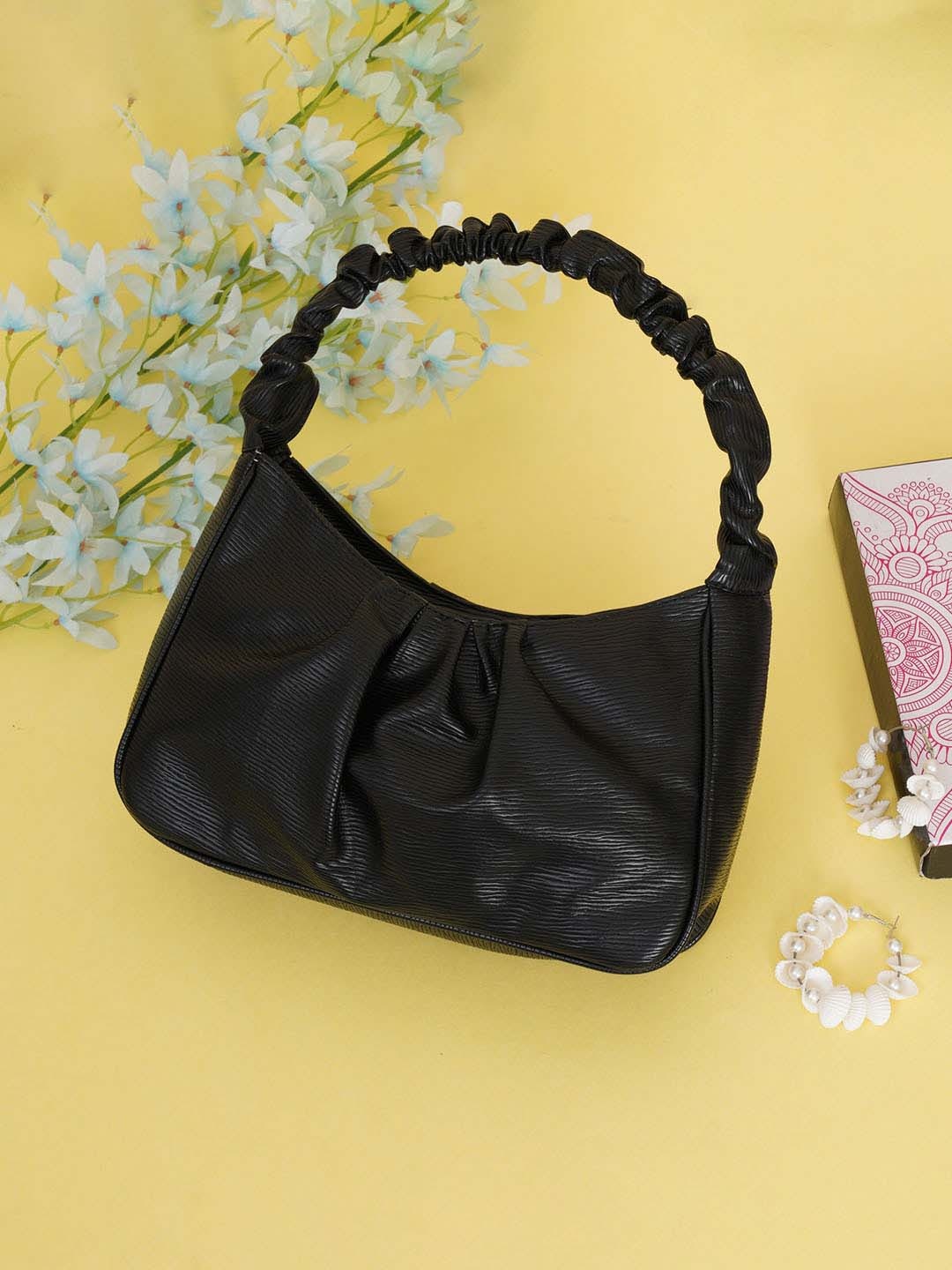 

FABBHUE Black PU Structured Shoulder Bag