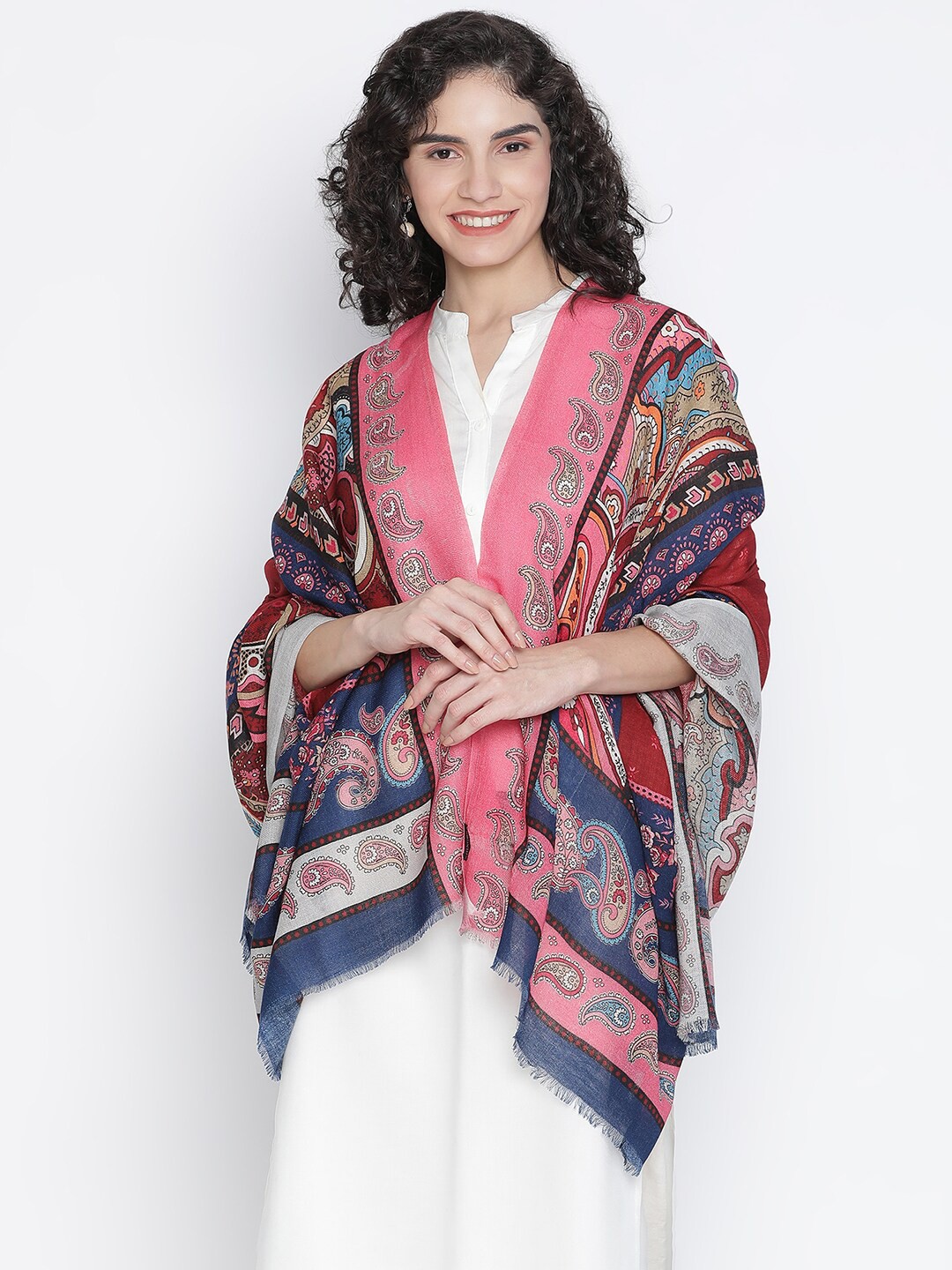 

SHINGORA Women Maroon Printed Pure Wool Shawl