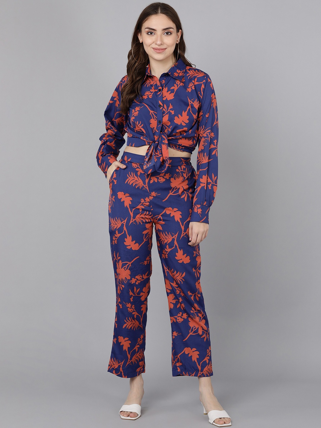 

Fashfun Women navy Blue Printed Co-Ords