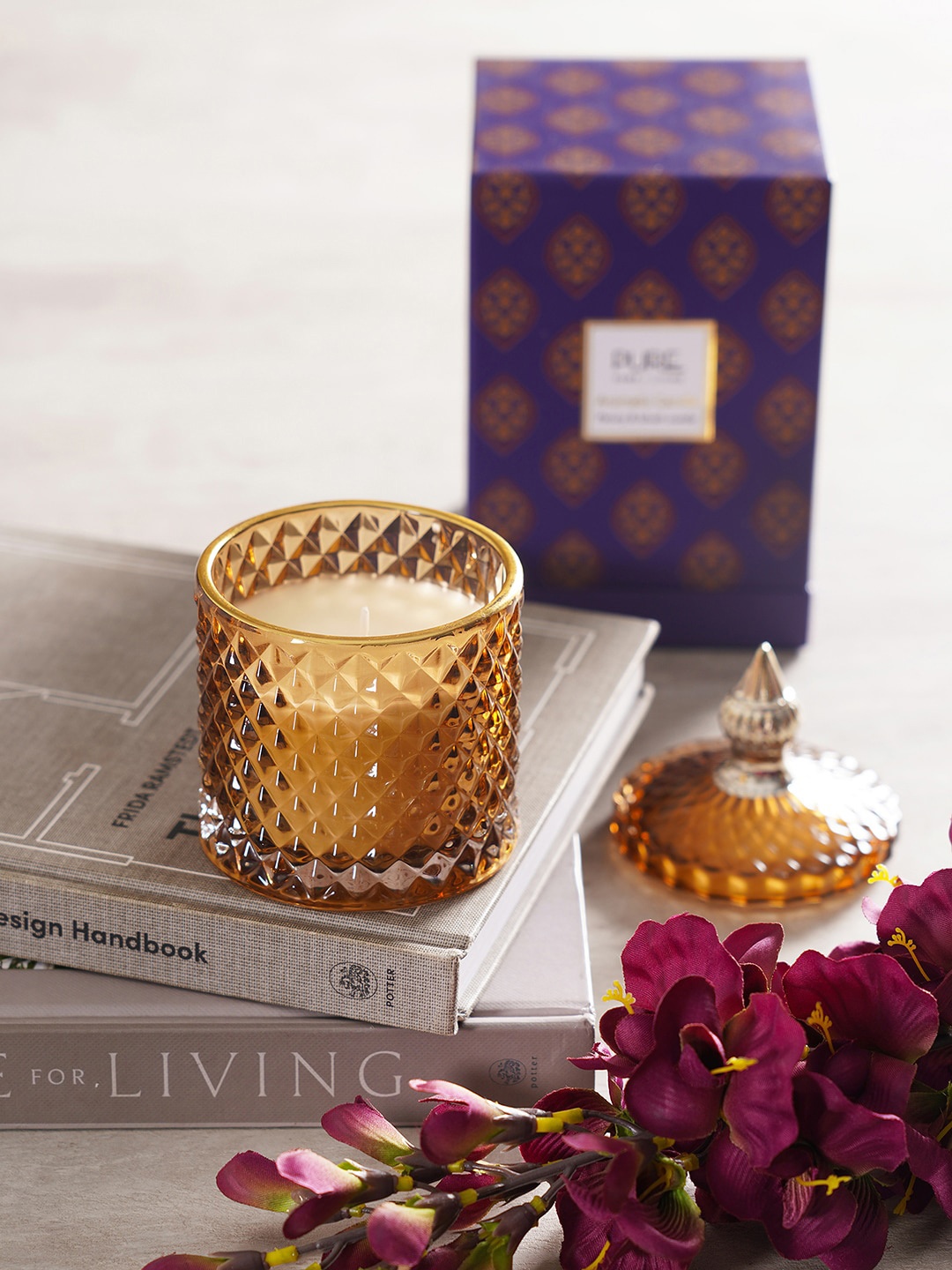 

Pure Home and Living Brown Self Design Wax Filled Candle Holder