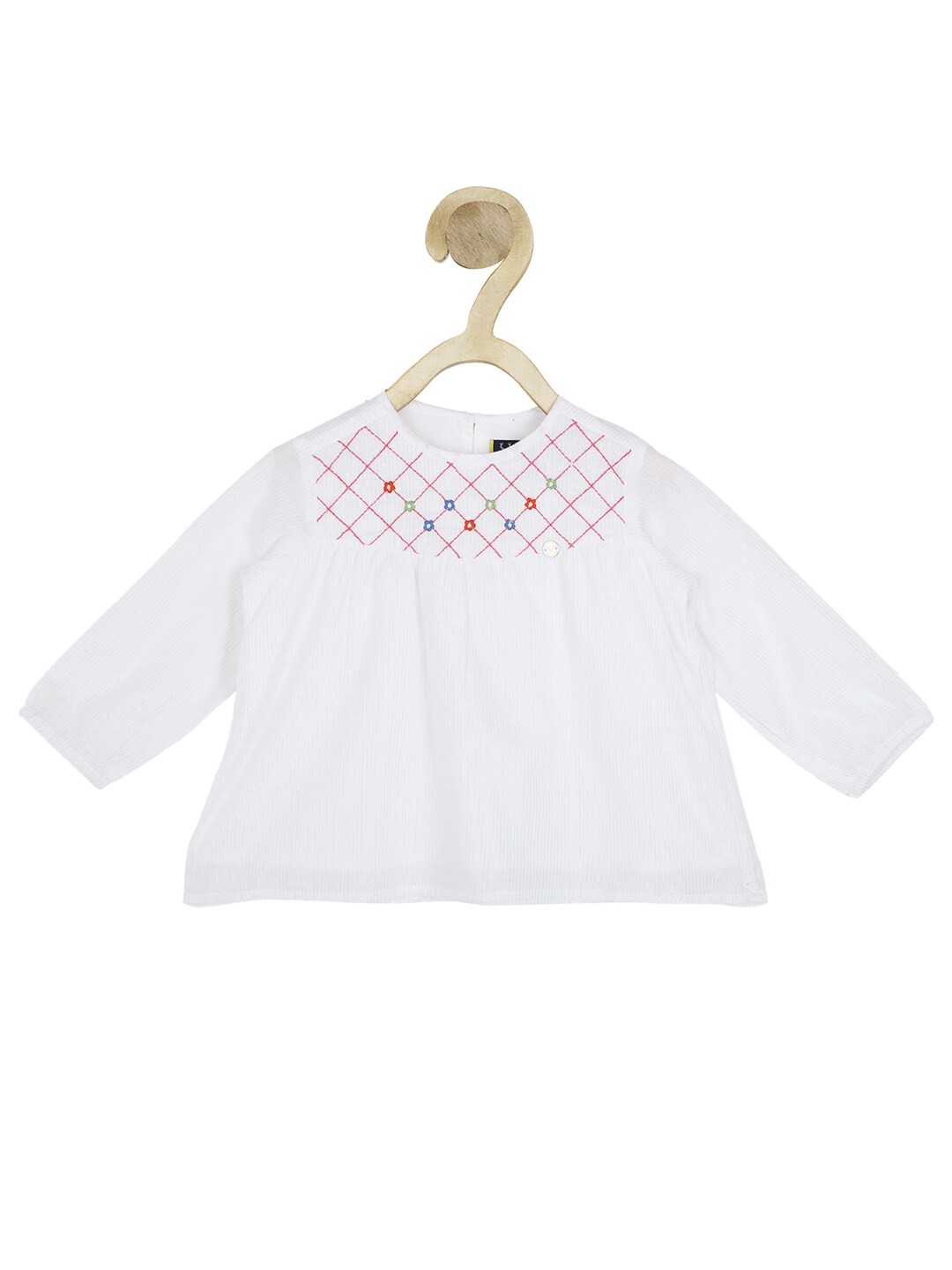 

Allen Solly Junior White Geometric Embroidered Cotton Top