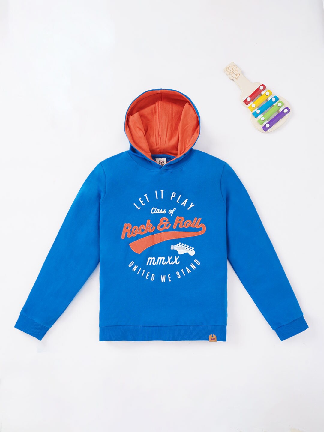 

Ed-a-Mamma Boys Blue Printed Hooded Sweatshirt