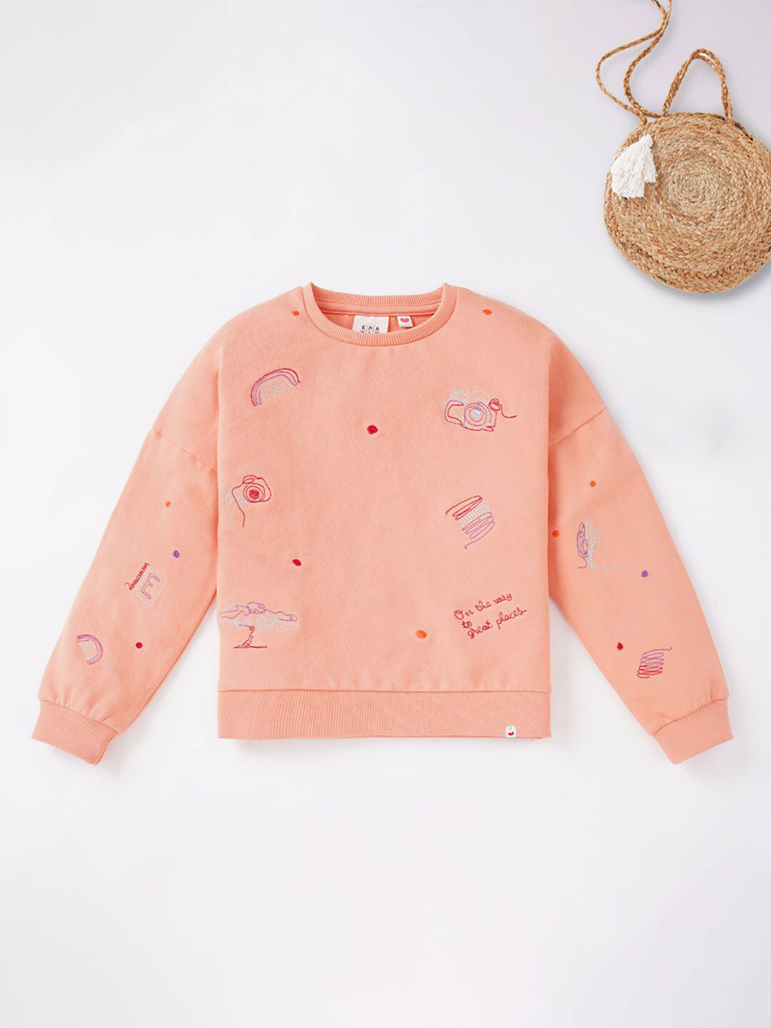 

Ed-a-Mamma Girls Peach-Coloured Printed Sweatshirt