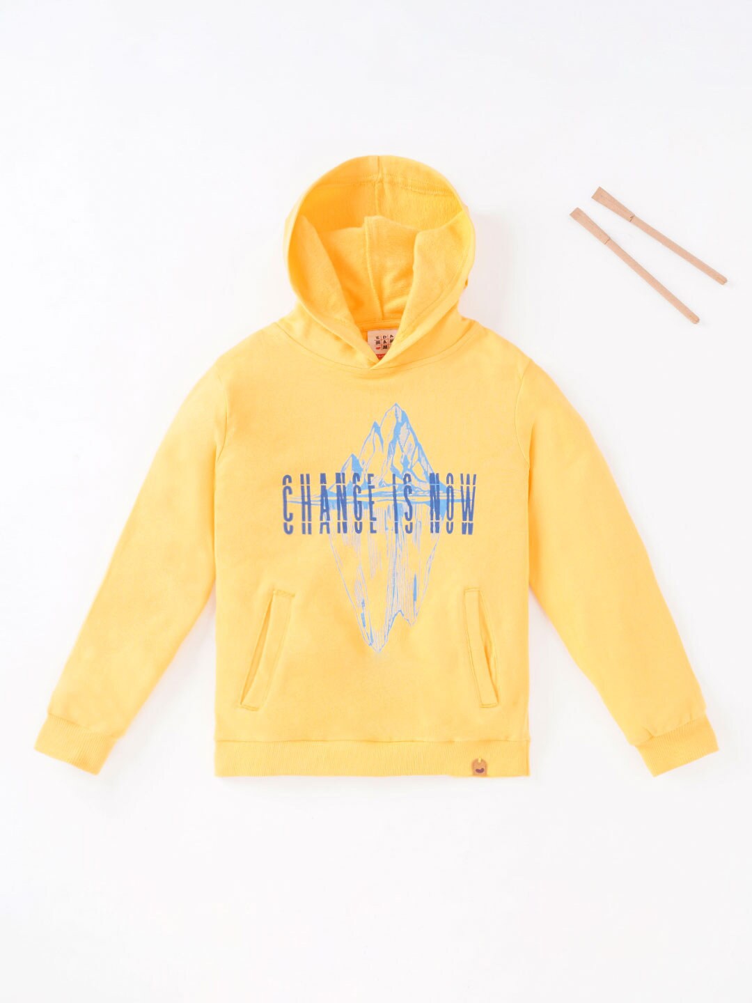 

Ed-a-Mamma Boys Yellow Printed Hooded Sweatshirt