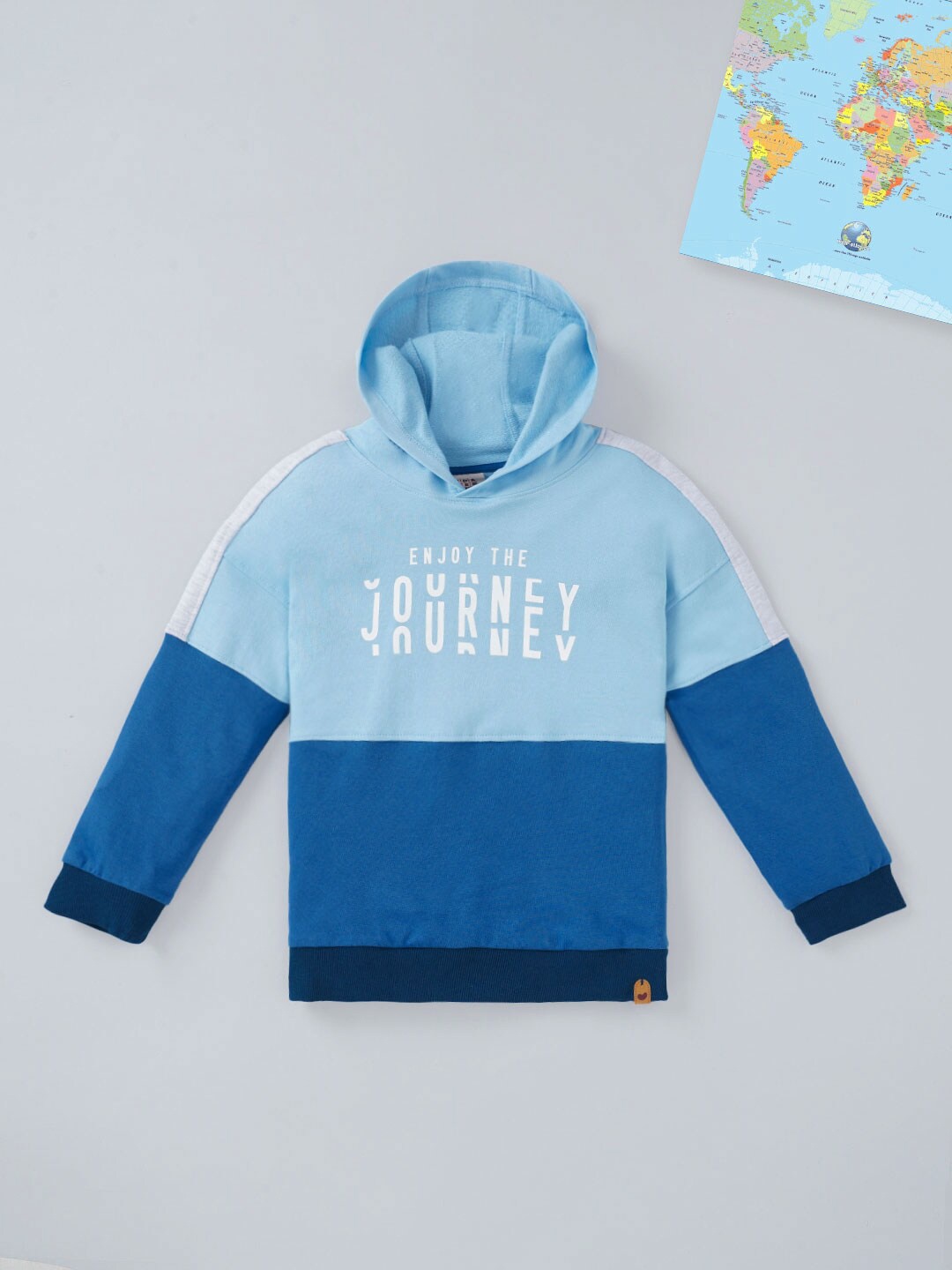 

Ed-a-Mamma Boys Blue Colourblocked Hooded Sweatshirt