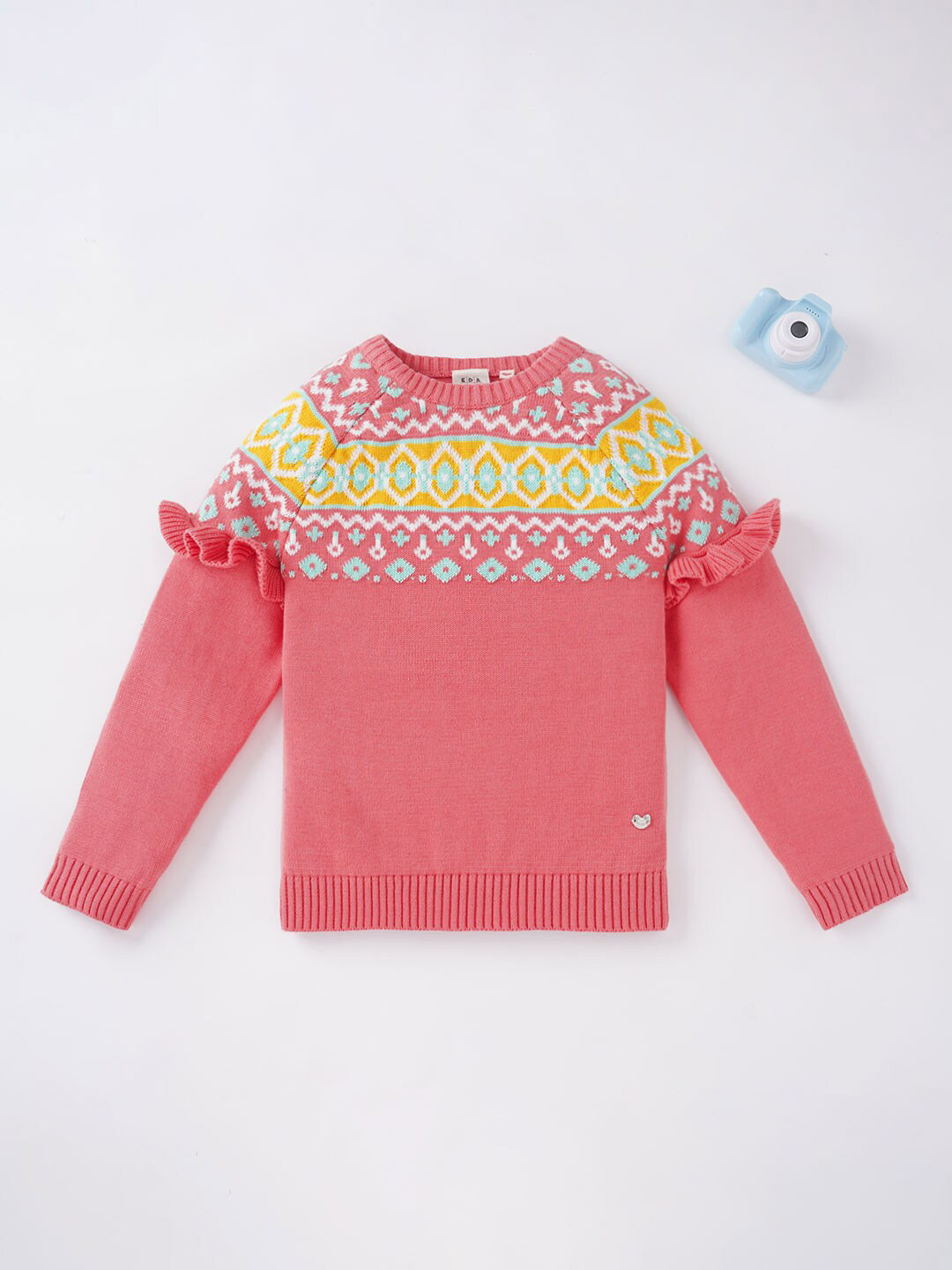 

Ed-a-Mamma Girls Red & Yellow Printed Cotton Pullover