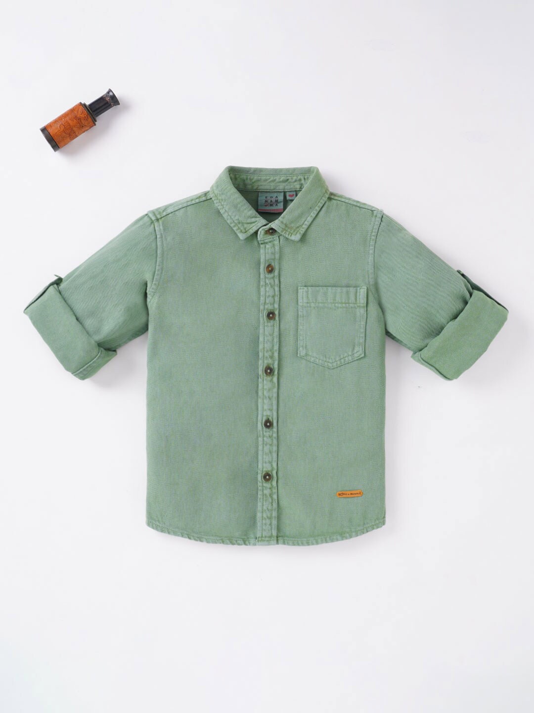

Ed-a-Mamma Boys Olive Green Casual Shirt