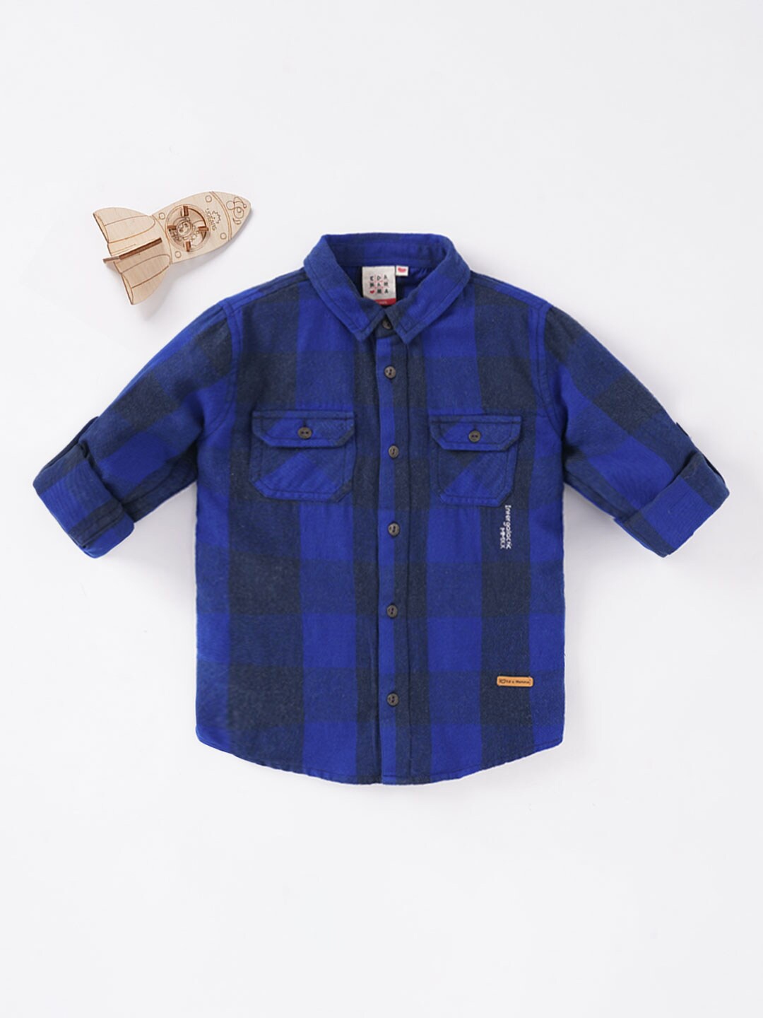 

Ed-a-Mamma Boys Blue Checked Casual Cotton Shirt