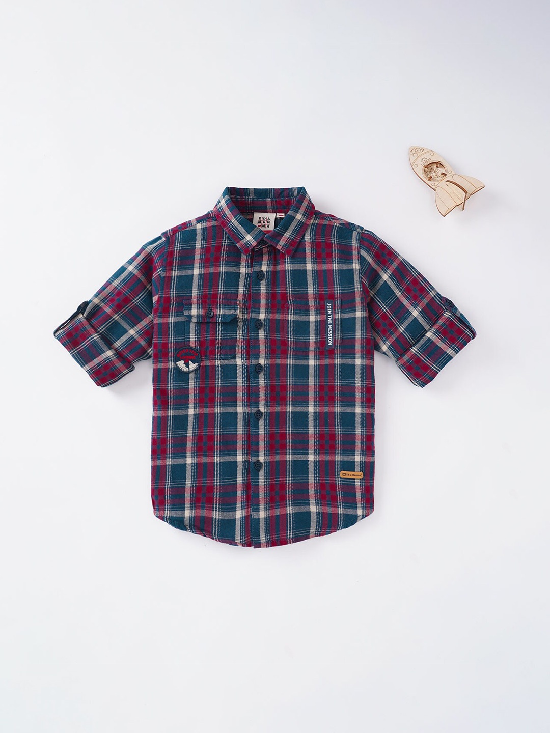 

Ed-a-Mamma Boys Maroon Tartan Checked Casual Shirt