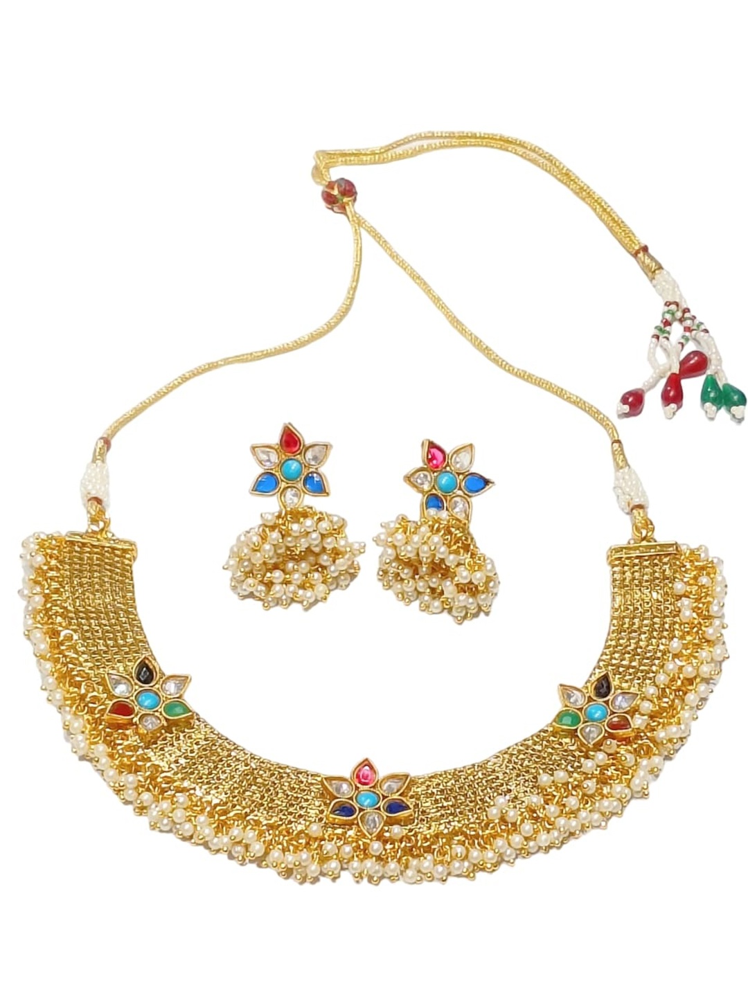 

FEMMIBELLA Gold-Plated CZ Stones Studded Jewellery Set