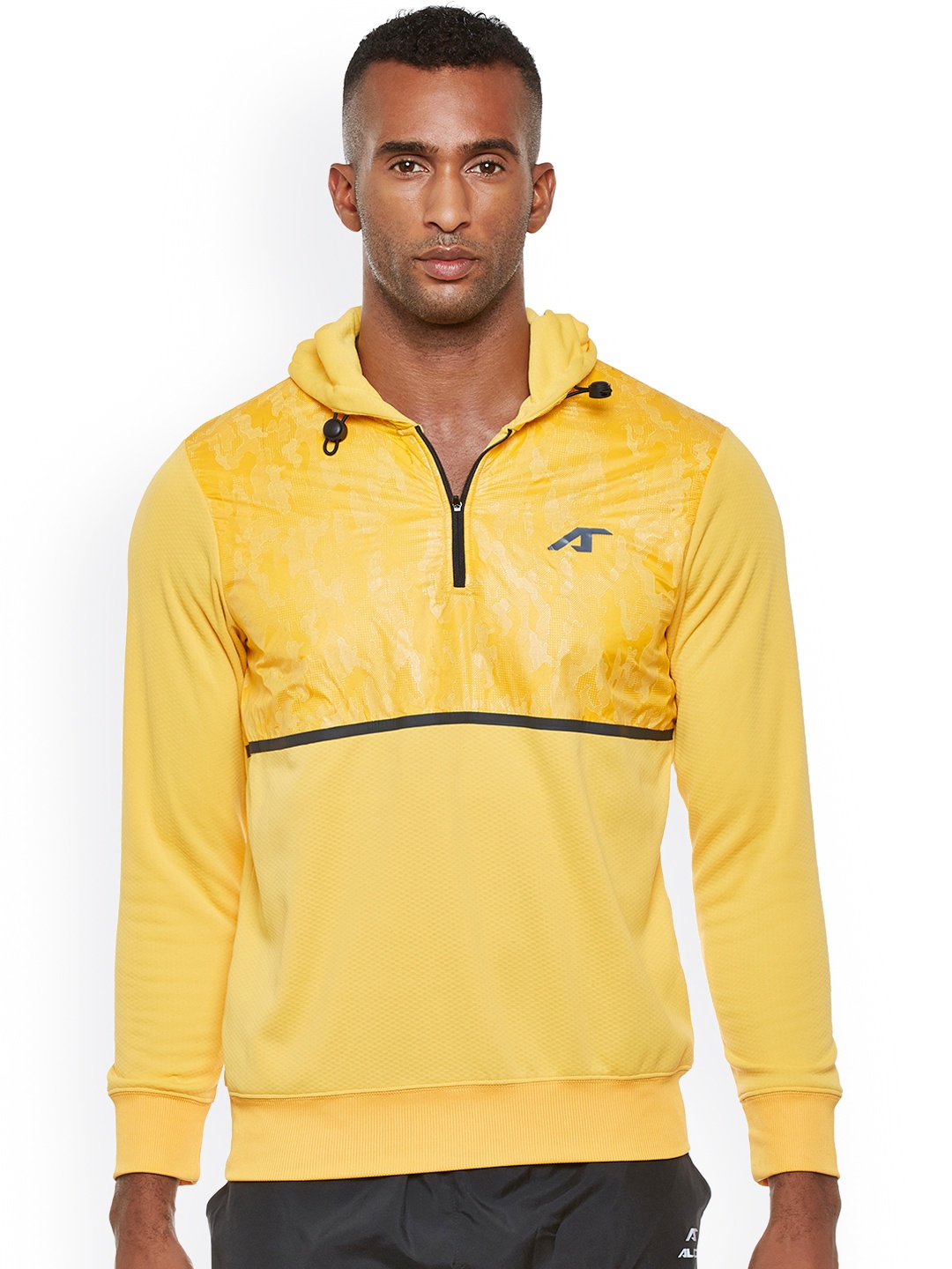 

Alcis Men Yellow Printed TRAIN CAMOU Hooded Sweatshirt