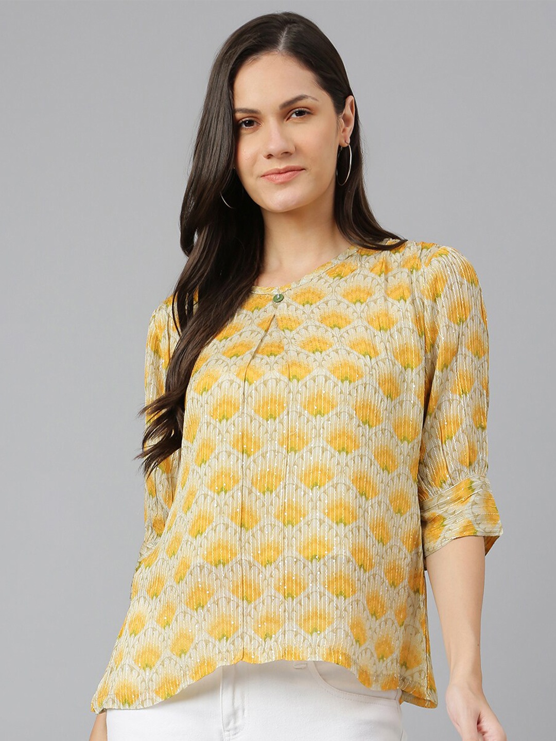 

Kiana Yellow Floral Print Top