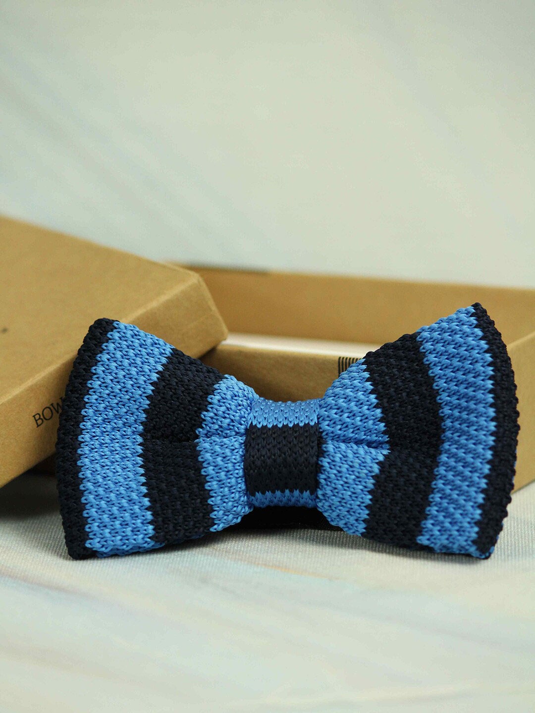 

Tossido Men Blue & Black Striped Bow Tie