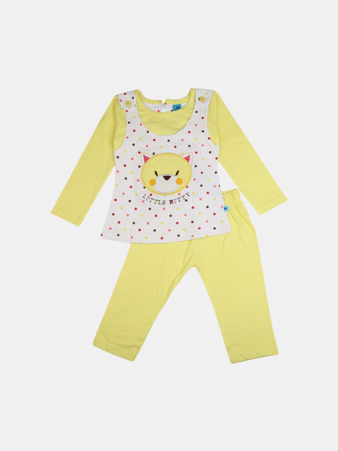 

V-Mart Unisex Kids Yellow & White Printed T-shirt with Shorts
