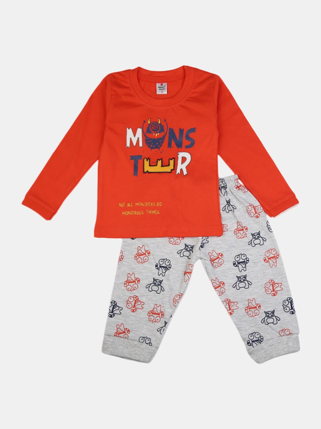 

V-Mart Unisex Kids Red & Grey Printed T-shirt with Pyjamas