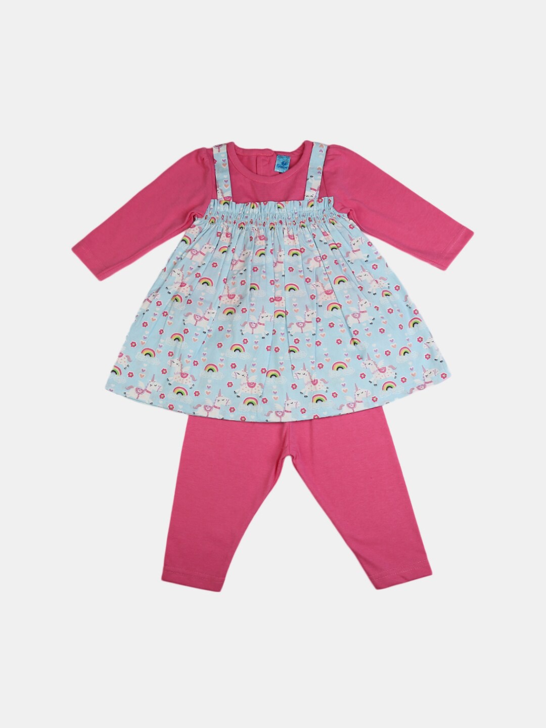 

V-Mart Girls Blue & Pink Printed Top with Pyjamas