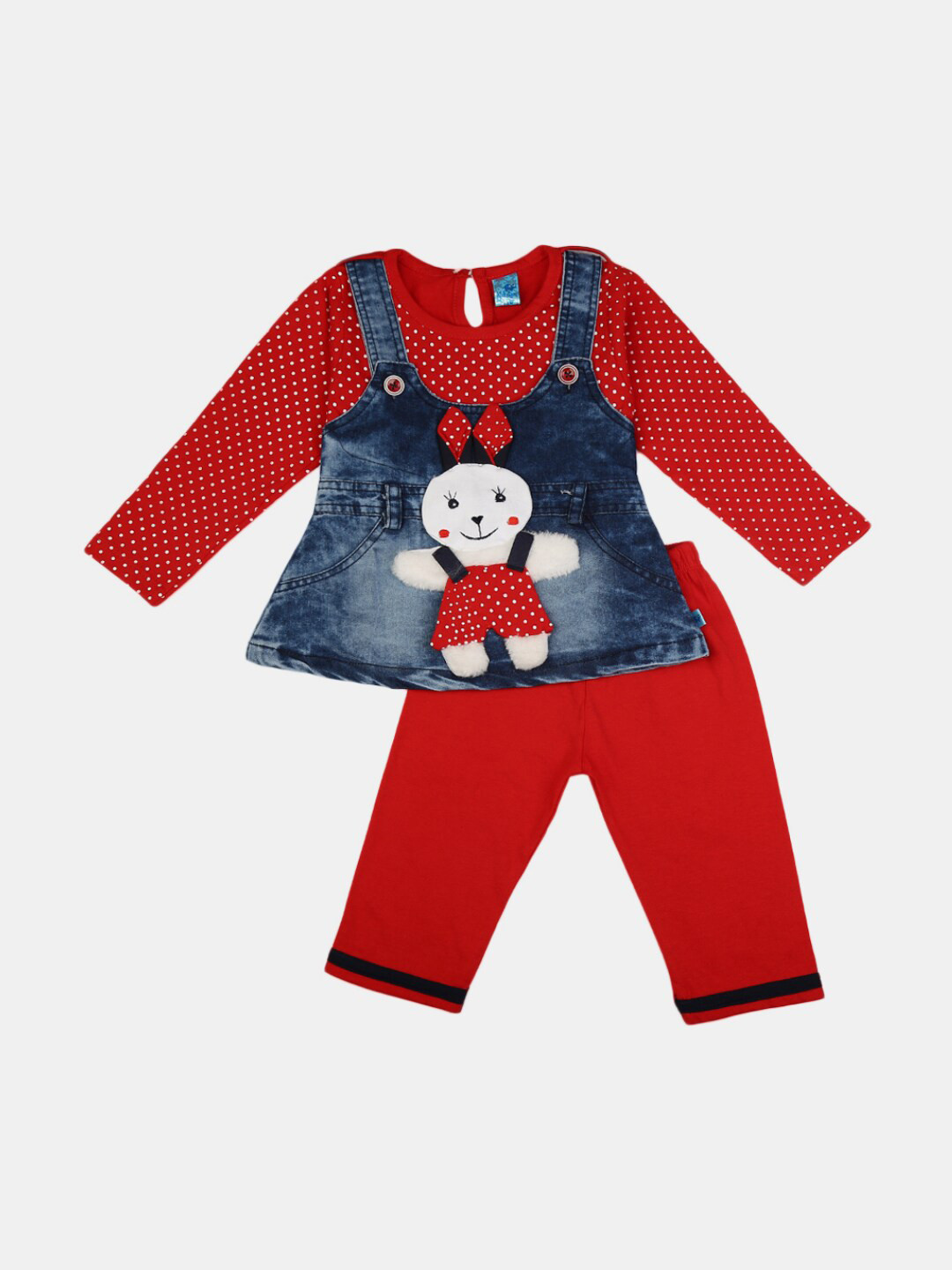 

V-Mart Unisex Kids Red & Blue Printed Top with Trousers