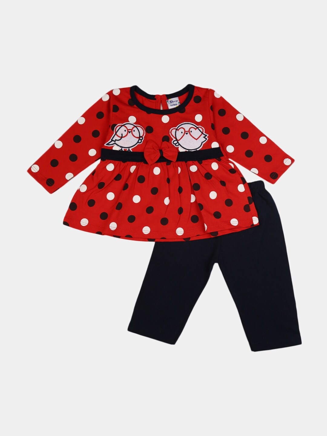 

V-Mart Unisex Kids Red & Black Pure Cotton Printed Top with Trouser