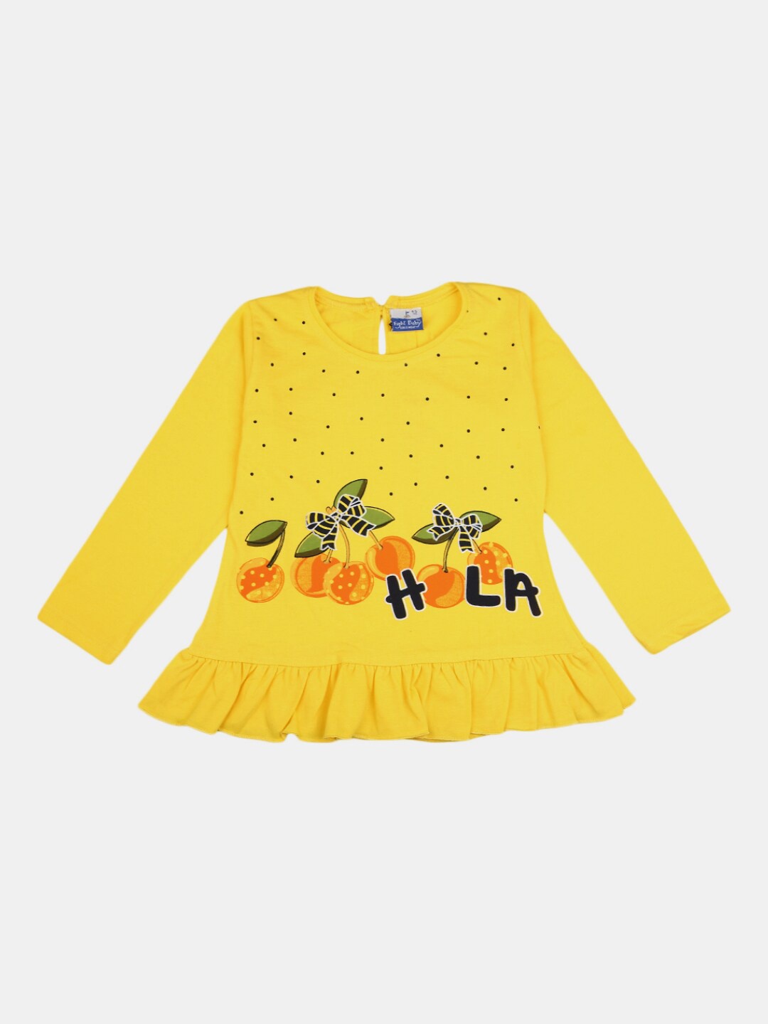 

V-Mart Unisex Kids Yellow & Black Printed Top with Trousers