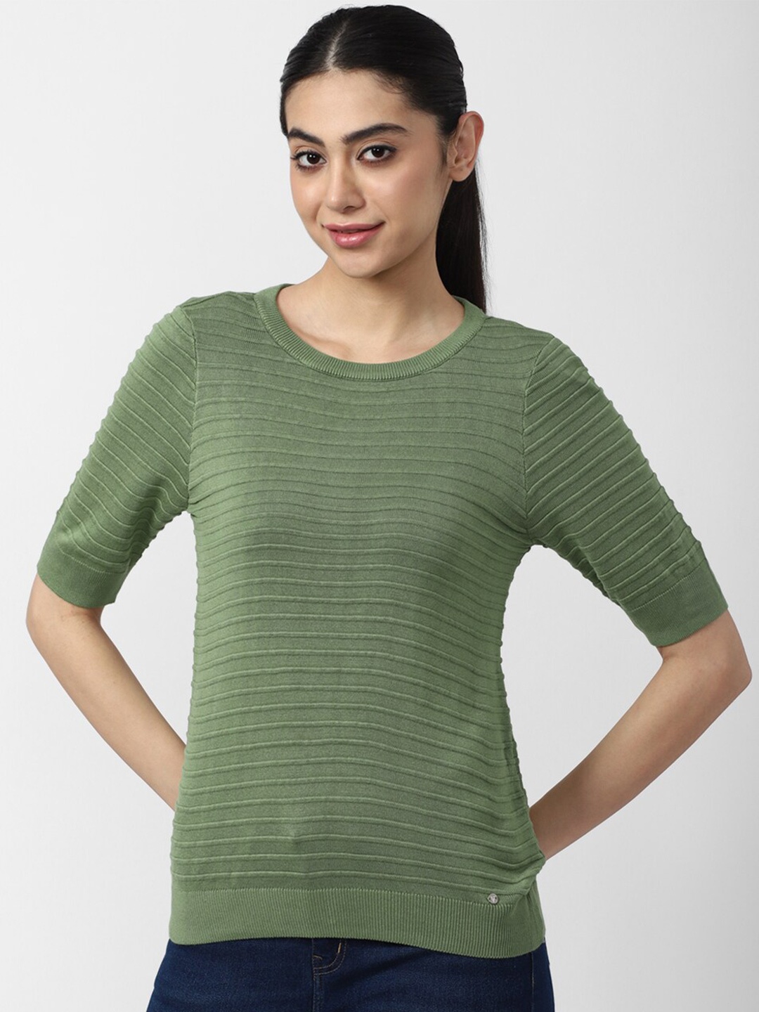 

Van Heusen Woman Green Striped Top