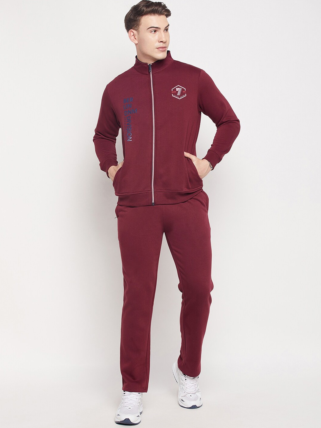 

Duke Men Maroon Printed Fleece Tracksuits