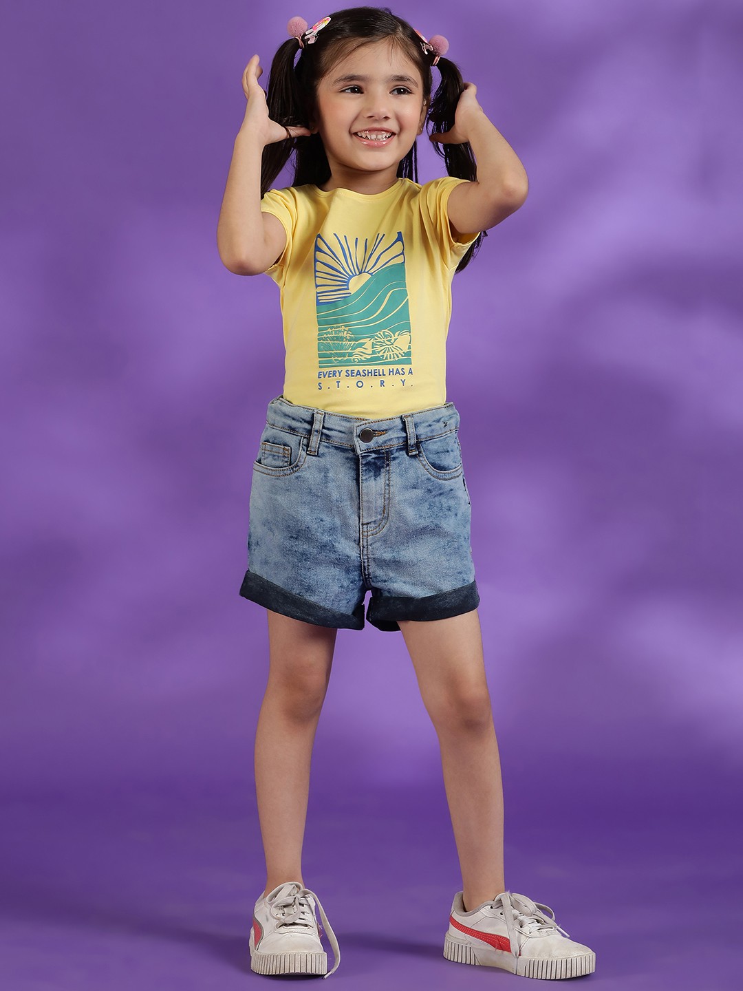

TALES & STORIES Girls Blue Denim Shorts