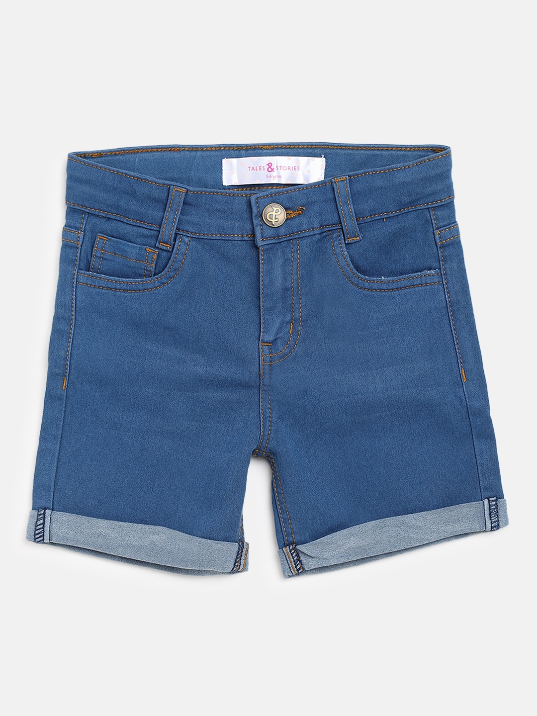 TALES & STORIES Girls Blue Outdoor Denim Shorts