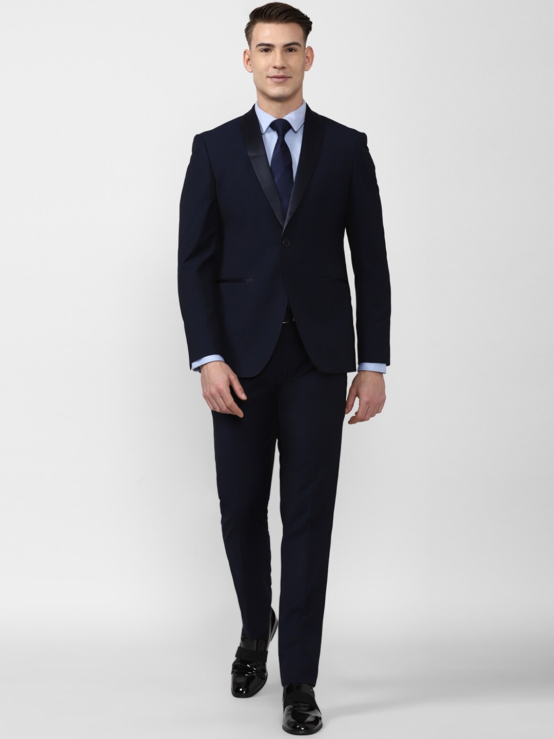 

Peter England Elite Men Navy Blue Solid Slim-Fit Single-Breasted Two-Piece Formal Suits