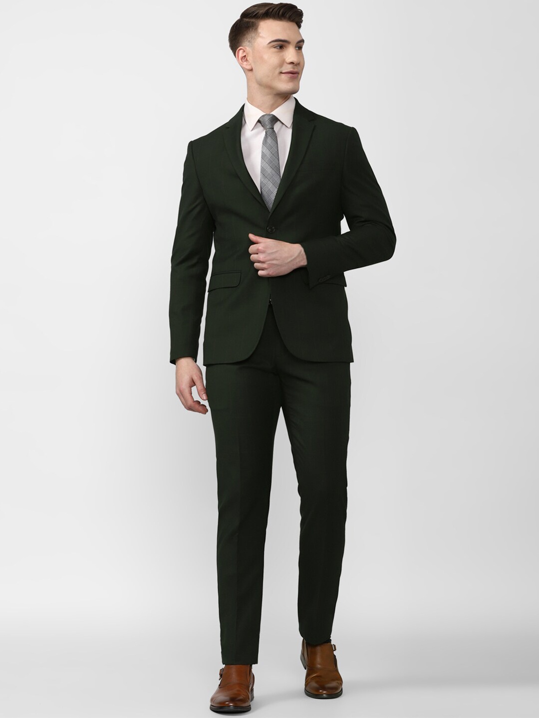 

Peter England Elite Black Checked Single-Breasted Slim-Fit 2-Piece Formal Suit