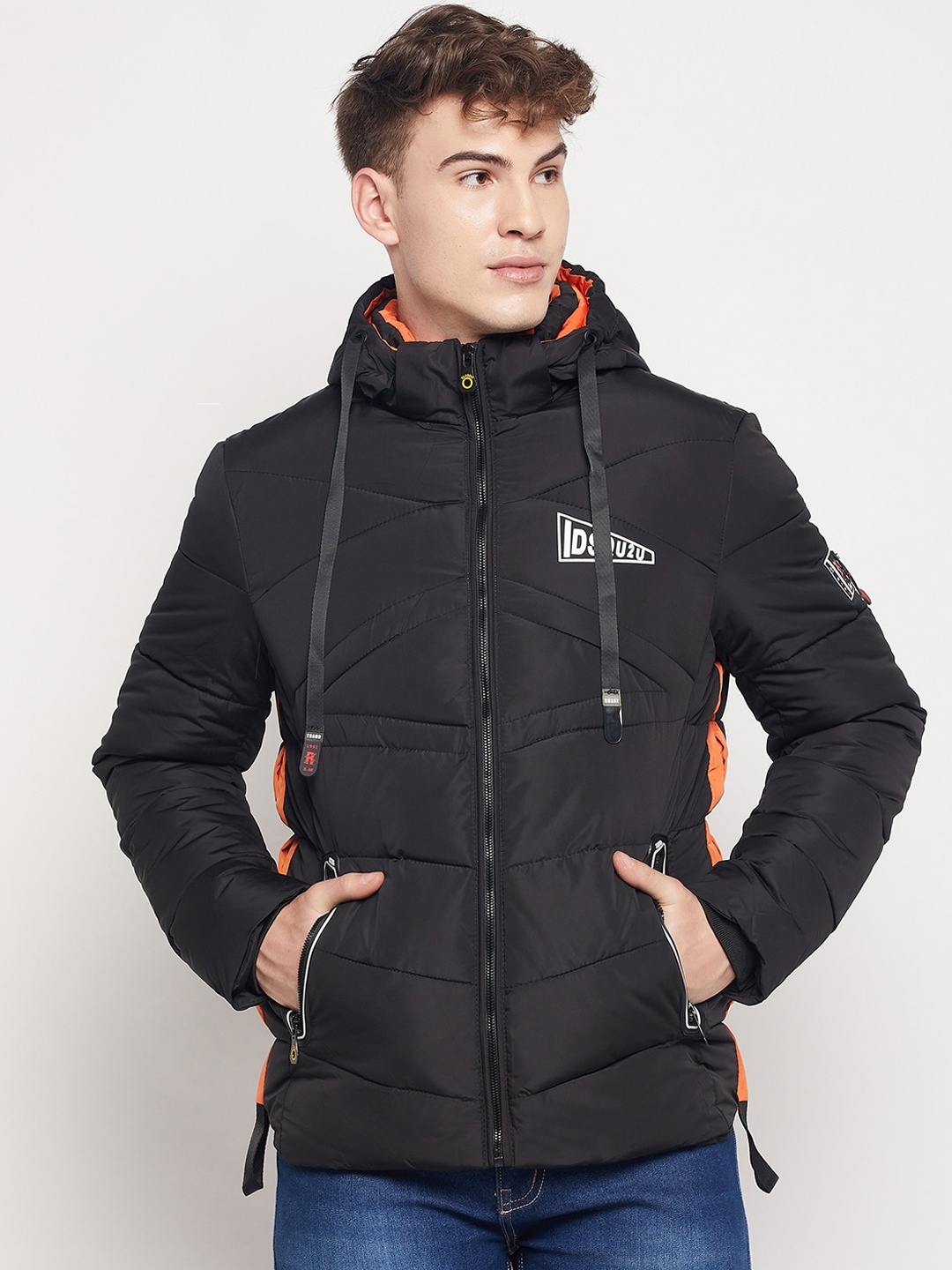 

Duke Men Black Solid Hooded Padded Jacket