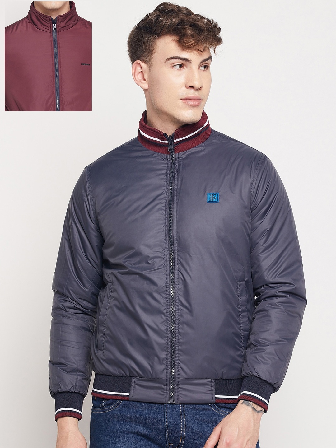 

Duke Men Maroon & Blue Reversible Padded Jacket