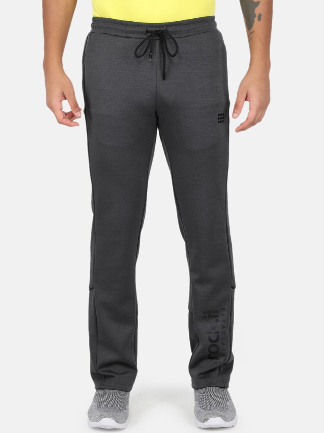 

rock.it Men Grey Solid Polyester Blend Track Pants