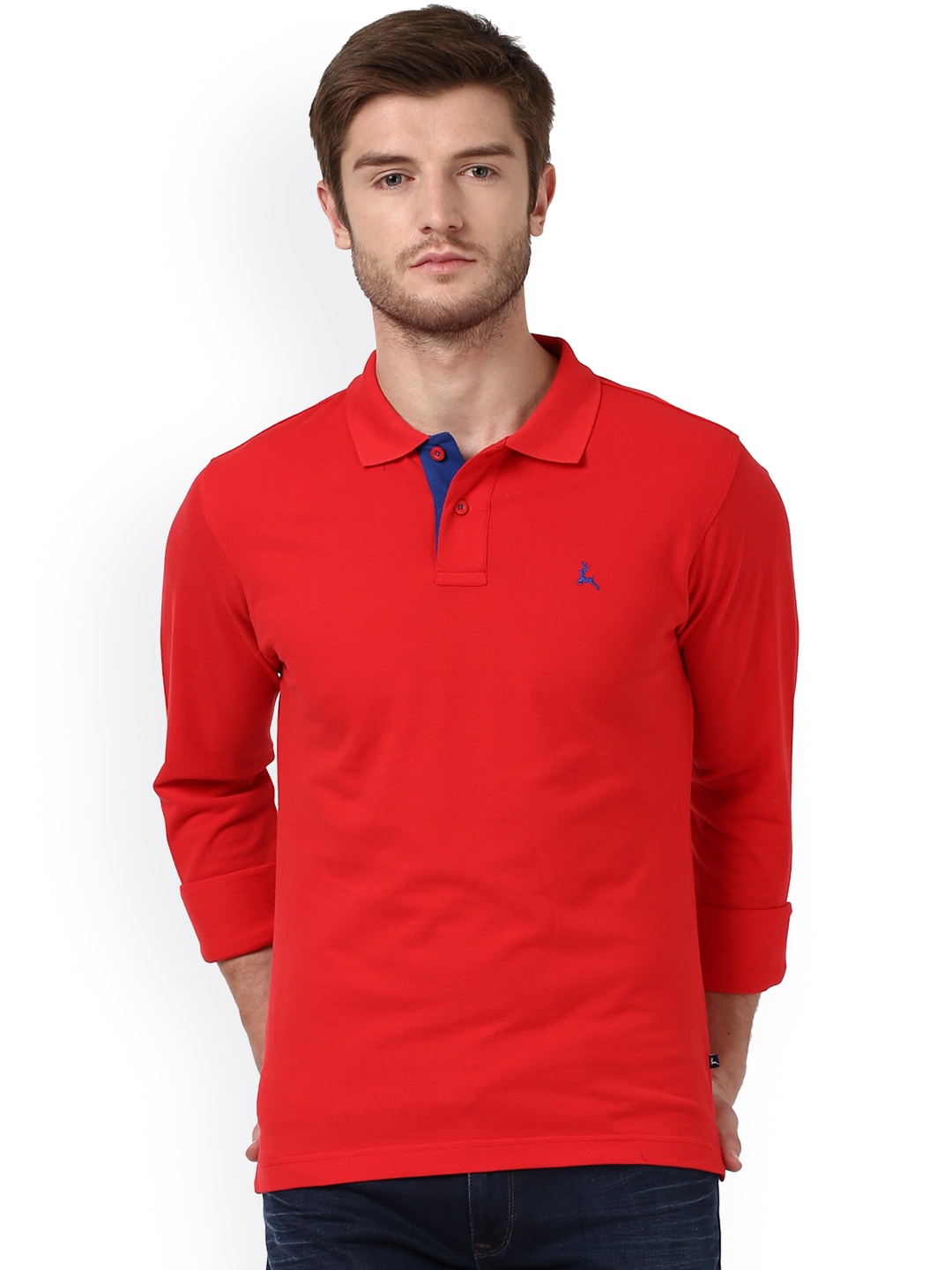 

Parx Men Red Solid Polo Collar T-shirt