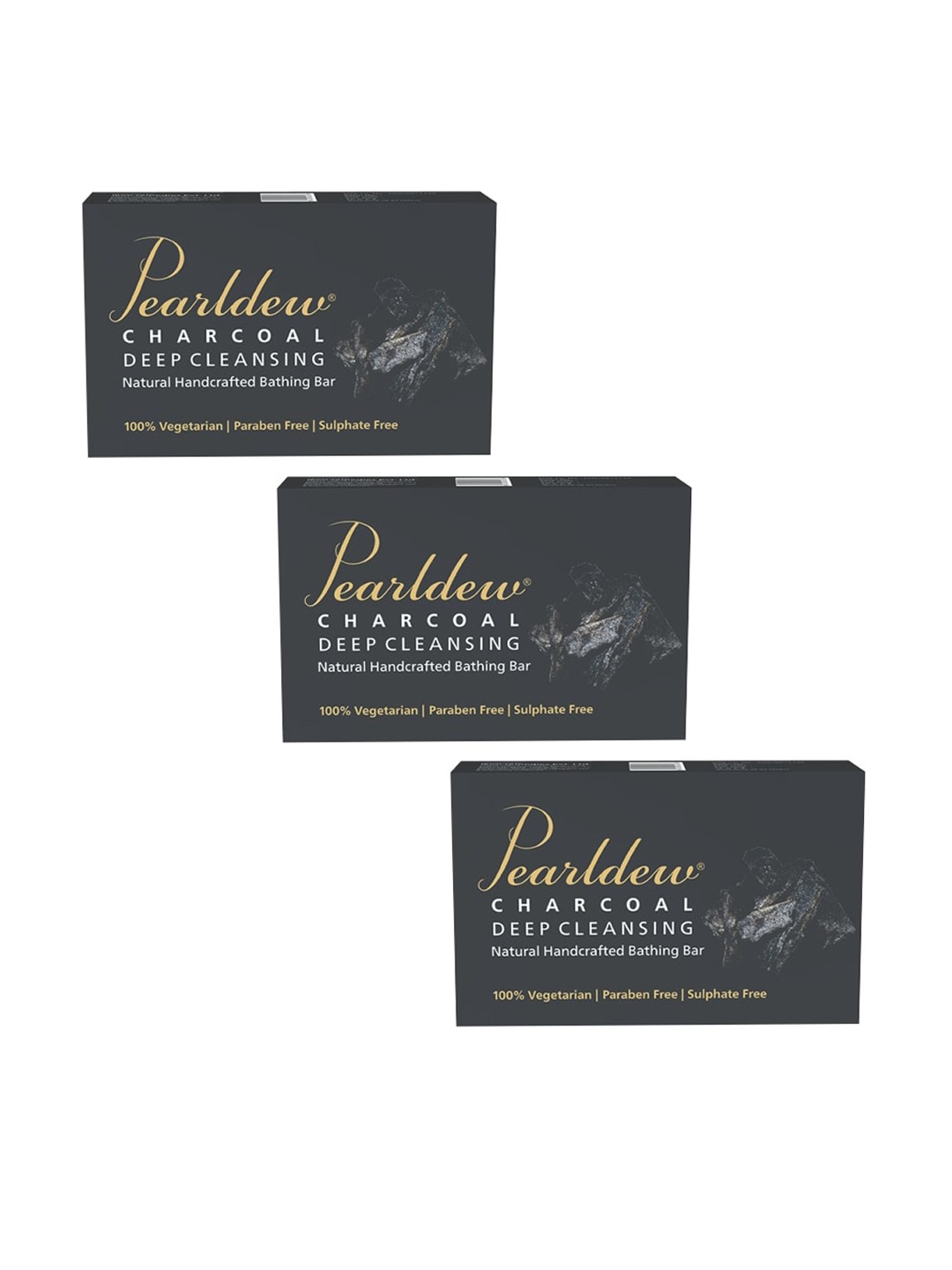 

Pearldew Pack Of 3 Charcoal Deep Cleansing Bathing bar 75gm, Transparent