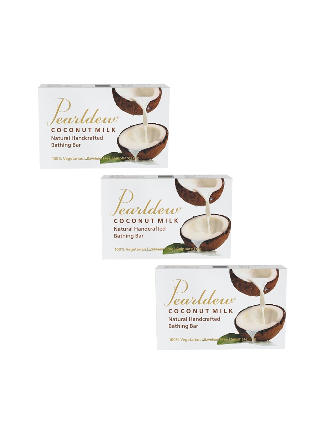 

Pearldew Set Of 3 Coconut Milk Bathing Bar, White