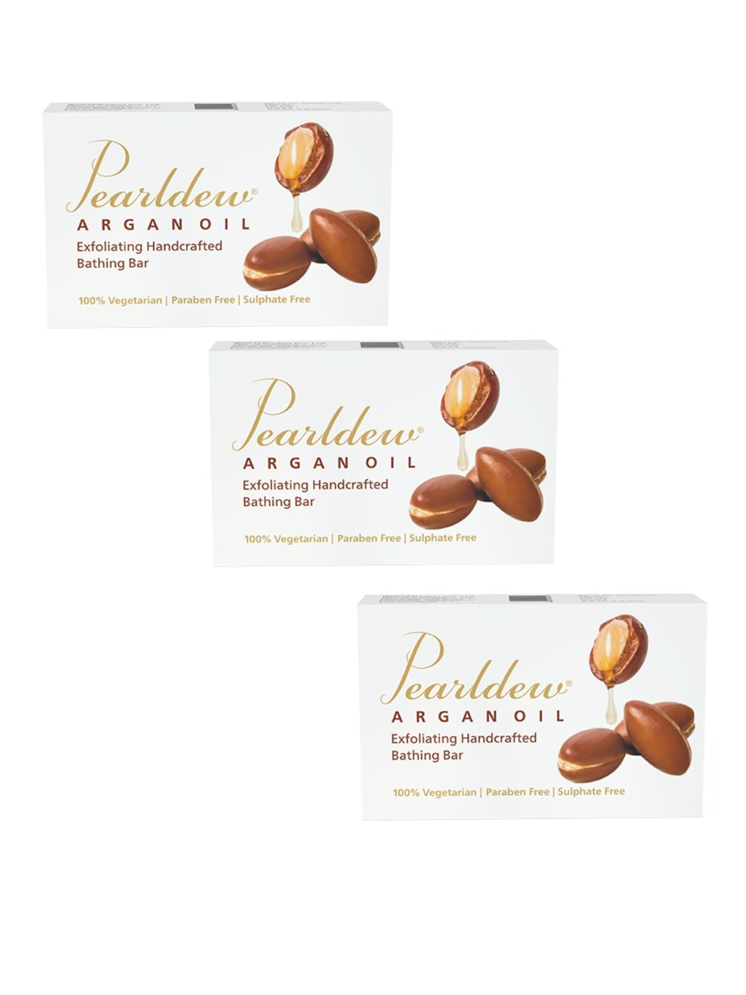 

Pearldew Set Of 3 Argan Oil Exfoliating Bathing Bar, White