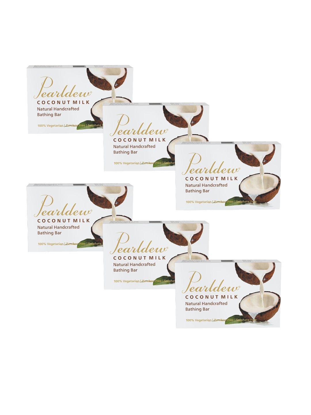 

Pearldew Set Of 6 Coconut Milk Bathing bar 450gm, White