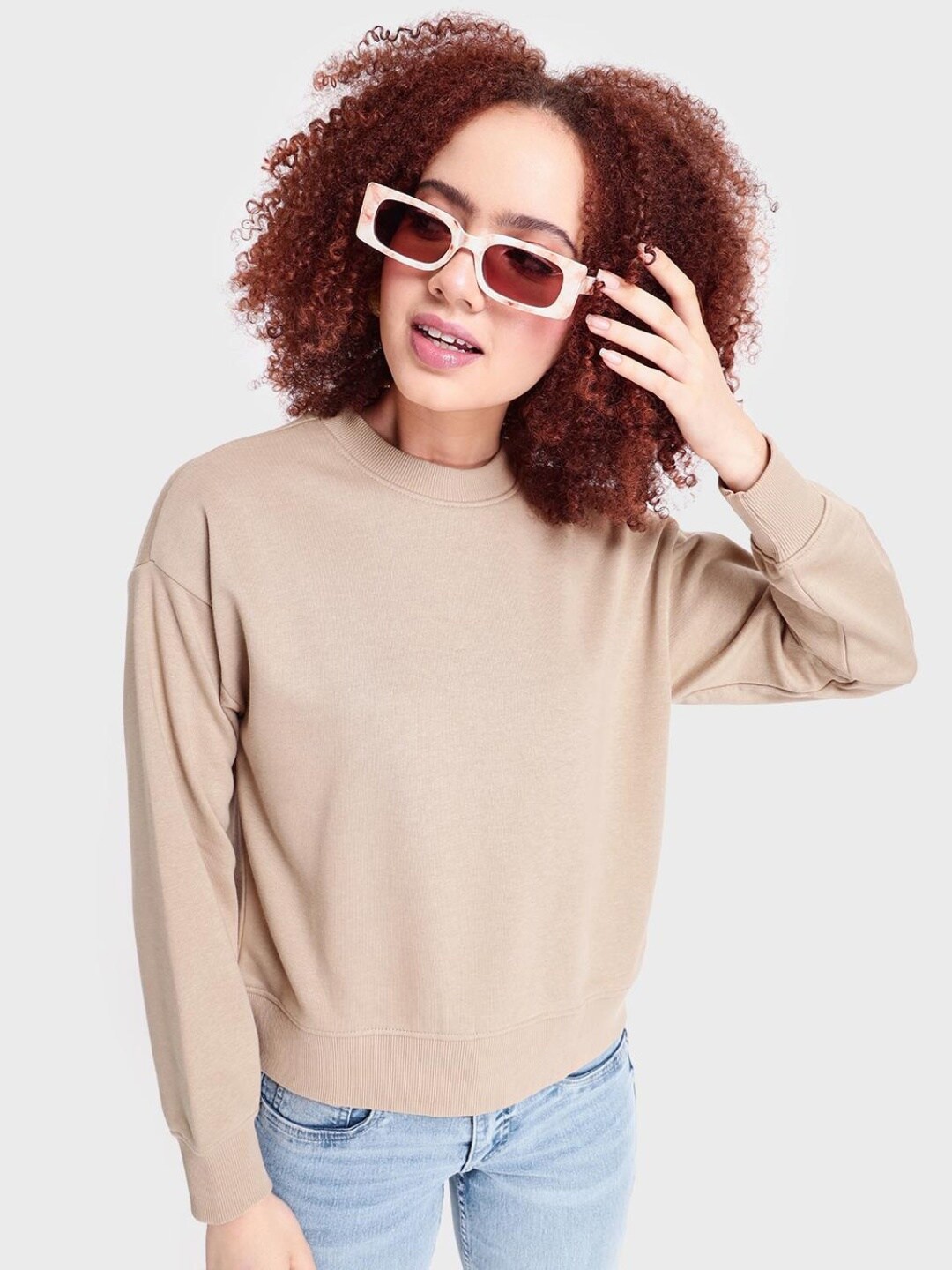 

Bewakoof Women Brown Oversized Sweatshirt