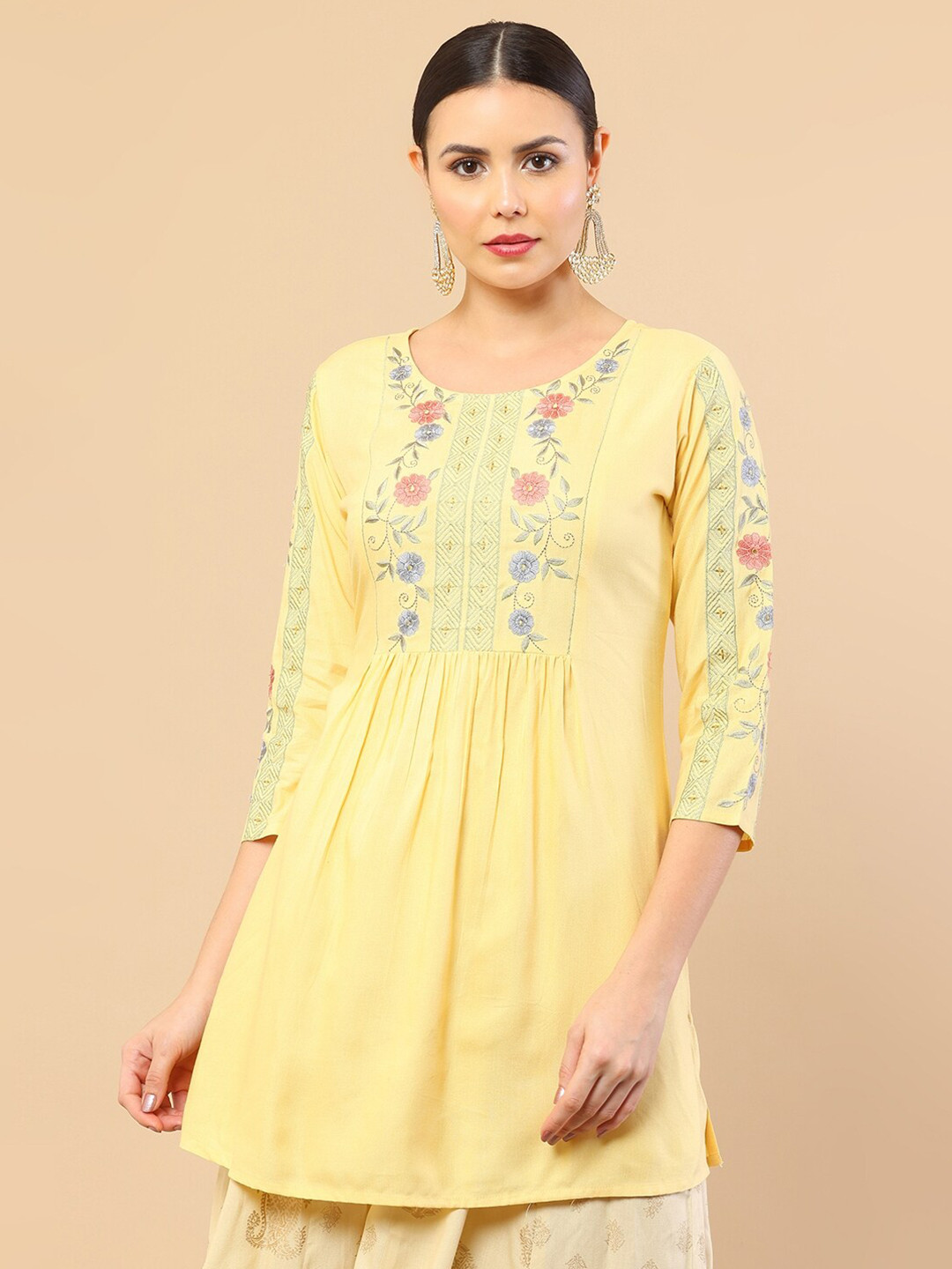 

Soch Yellow & Blue Embroidered Tunic