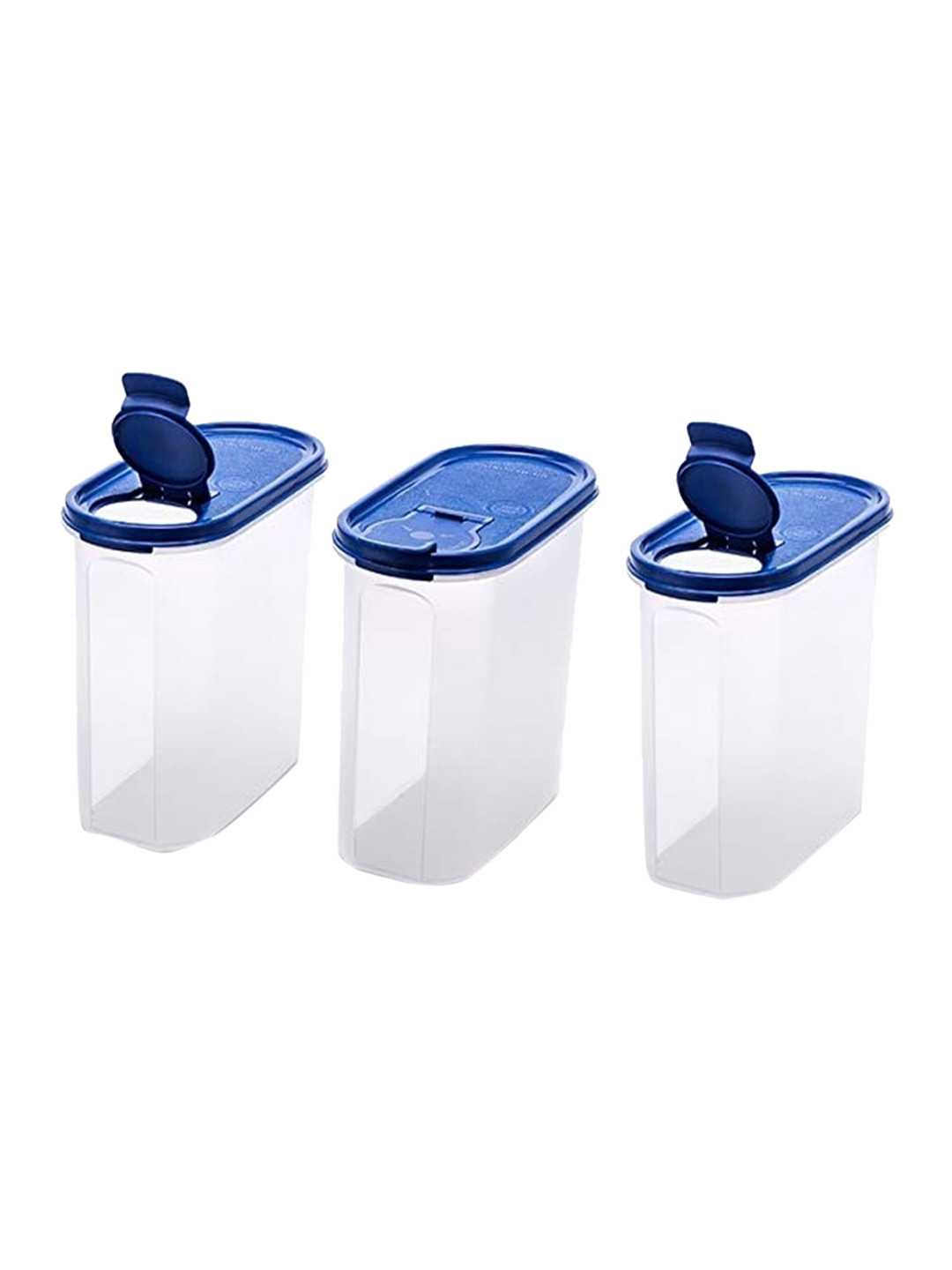 

SignoraWare Transparent & Blue Set Of 3 Dishwasher & Microwave Safe Cereal Dispenser 1.7 L